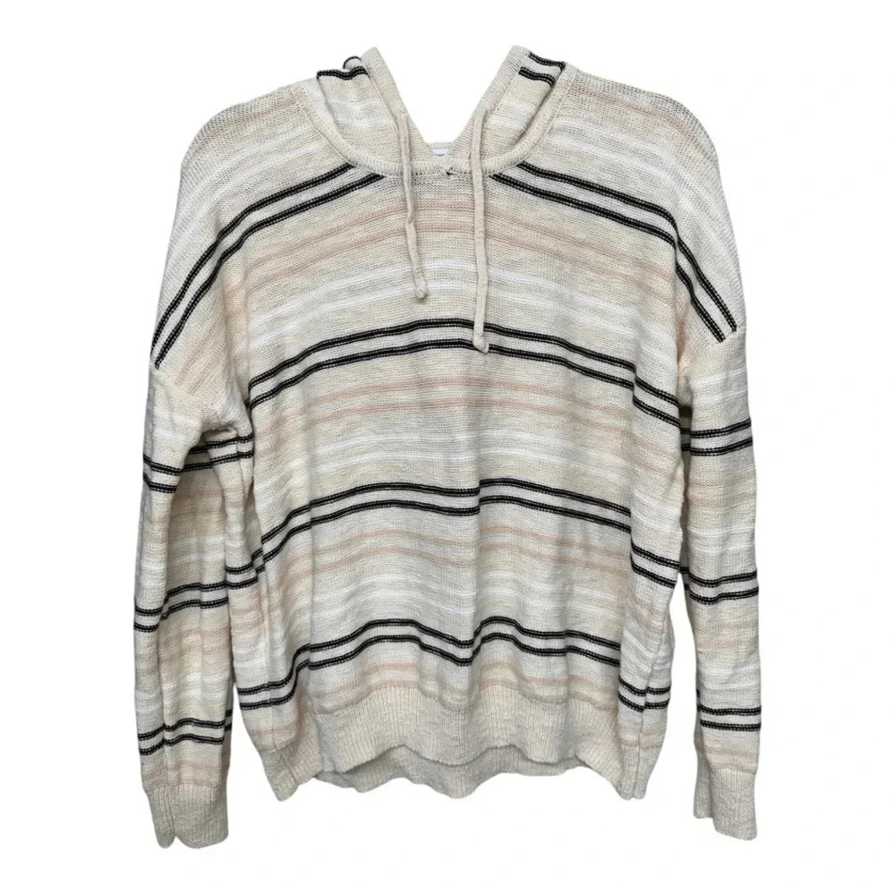 Revolve Stiches & Stripes Longsleeve 100% Cotton Hoodie‎ Black, Cream